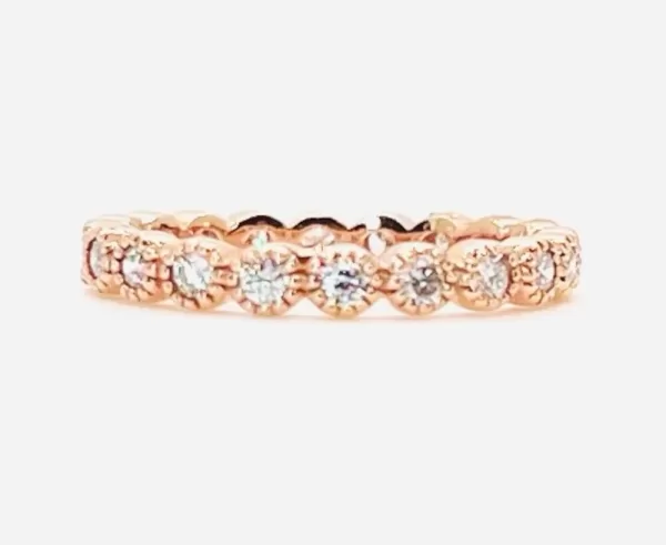 14 Karat Rose Gold Round Brilliant Diamond Band