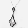 18 Karat White Gold Round Brilliant Diamond and Black Diamond Pendant with Chain