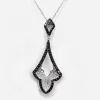18 Karat White Gold Round Brilliant Diamond and Black Diamond Pendant with Chain