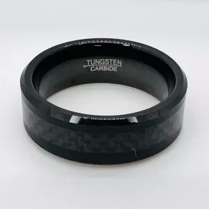 Tungsten Men's Band Matte with Shiny Black Exterior