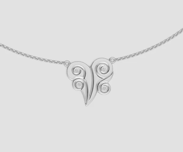 Air Element (Puff) Pendant Necklace "Art of Life" Collection 18K White Gold