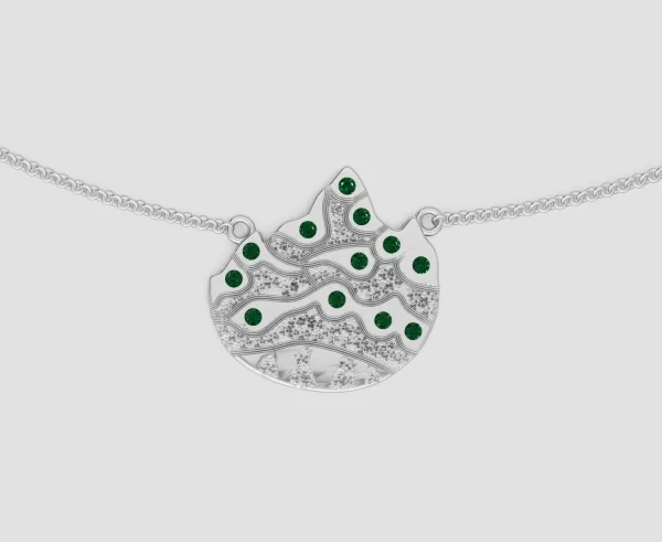 18K White Gold Pendant Necklace - Earth Element From "The Art of Life" by Loi The Jewelry Guy